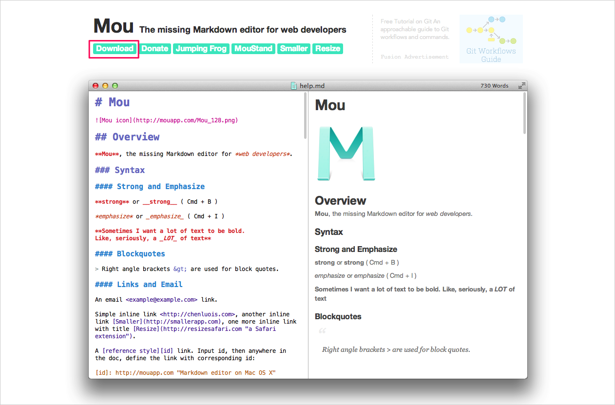 Macアプリ Mou Markdownエディタ 開発メモ Webkaru